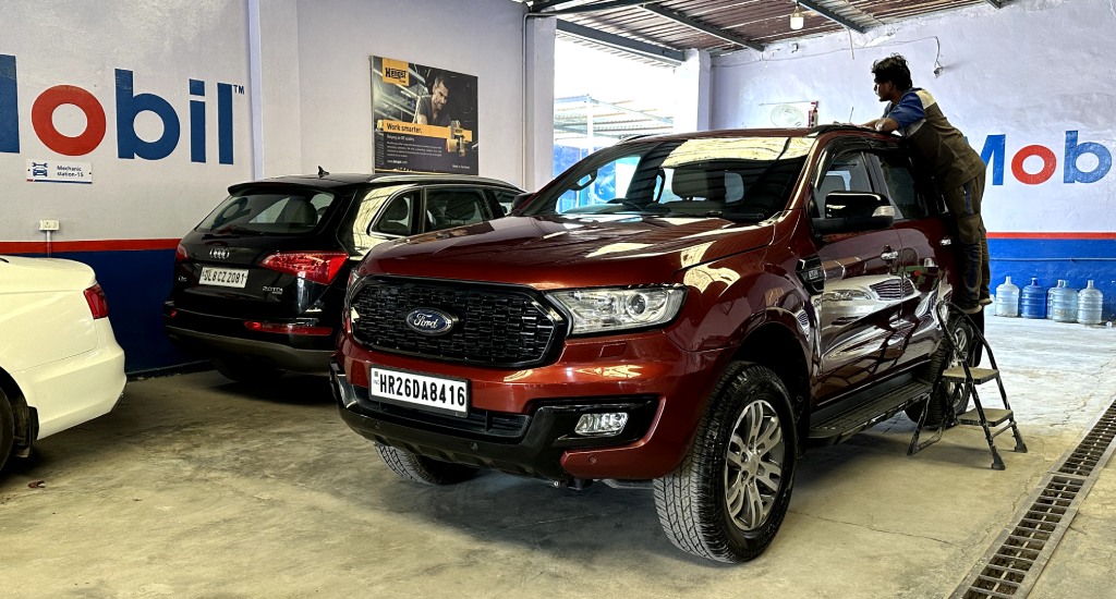 Exterior wrap prep at Autoworkz Tech